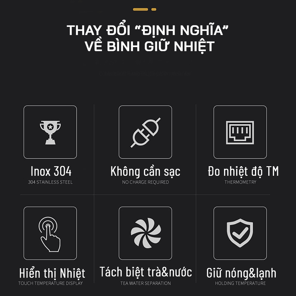 Bình giữ nhiệt Kia inox 304 hiện thị nhiệt độ thông minh dung tích 500ml