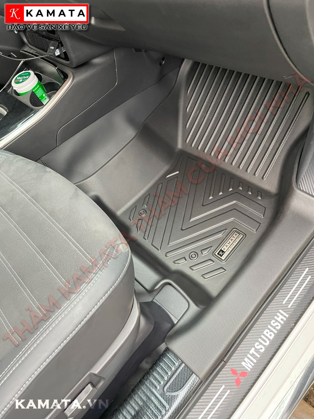 Thảm lót sàn ô tô Mitsubishi Outlander 2019 - 2023 đúc nguyên khối tràn viền TPV  (4 tấm/Bộ)