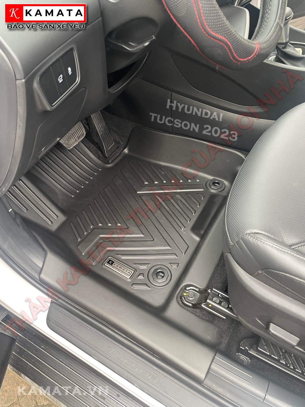 Thảm lót sàn ô tô Hyundai Tucson 2015-2024 đúc nguyên khối TPV ( 1 bộ/3 tấm)