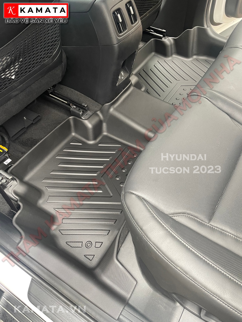 Thảm lót sàn ô tô Hyundai Tucson 2015-2024 đúc nguyên khối TPV ( 1 bộ/3 tấm)