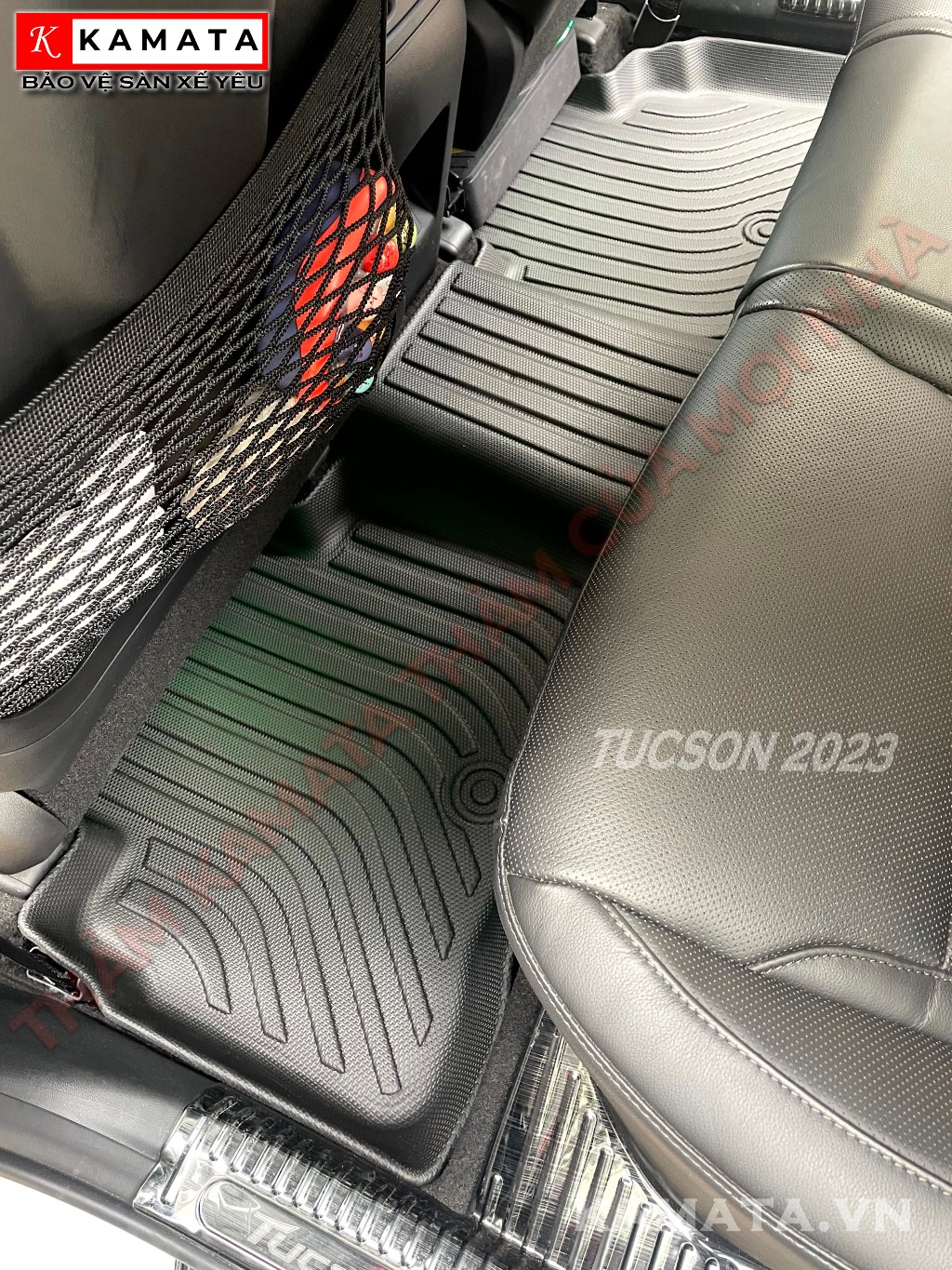 Thảm lót sàn ô tô Hyundai Tucson 2015-2024 đúc nguyên khối TPV ( 1 bộ/3 tấm)