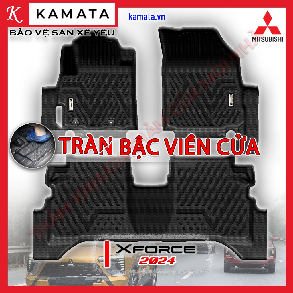 Thảm lót sàn ô tô đúc nguyên khối tràn viền Mitsubishi Xforce 2024 chất liệu TPV cao cấp