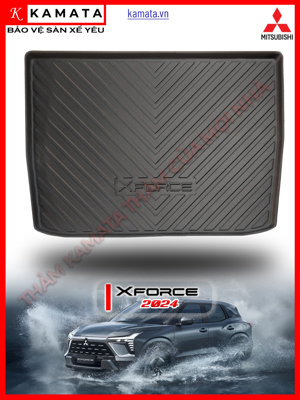 Thảm lót cốp xe ô tô Mitsubishi Xforce 24 chất liệu TPV cao cấp mới nhất