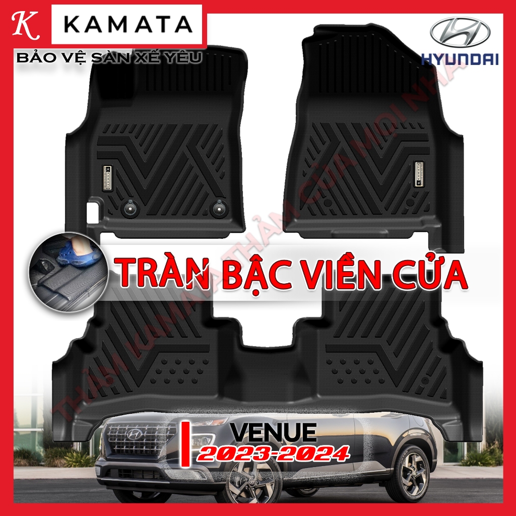 Thảm lót sàn ô tô Hyundai Venue 2023-2024 khuôn đúc TPV tràn viền (1 bộ 3 tấm)