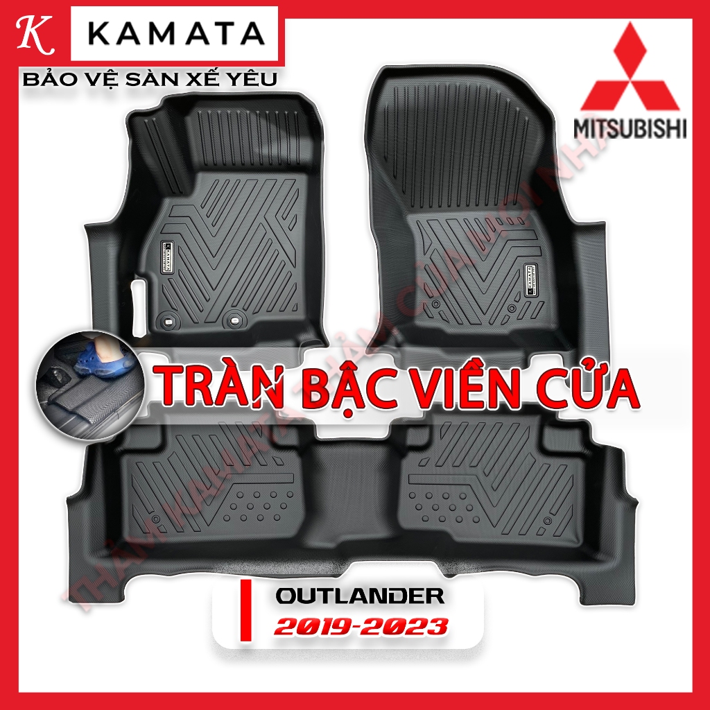 Thảm lót sàn ô tô Mitsubishi Outlander 2019 - 2023 đúc nguyên khối tràn viền TPV (4 tấm/Bộ)