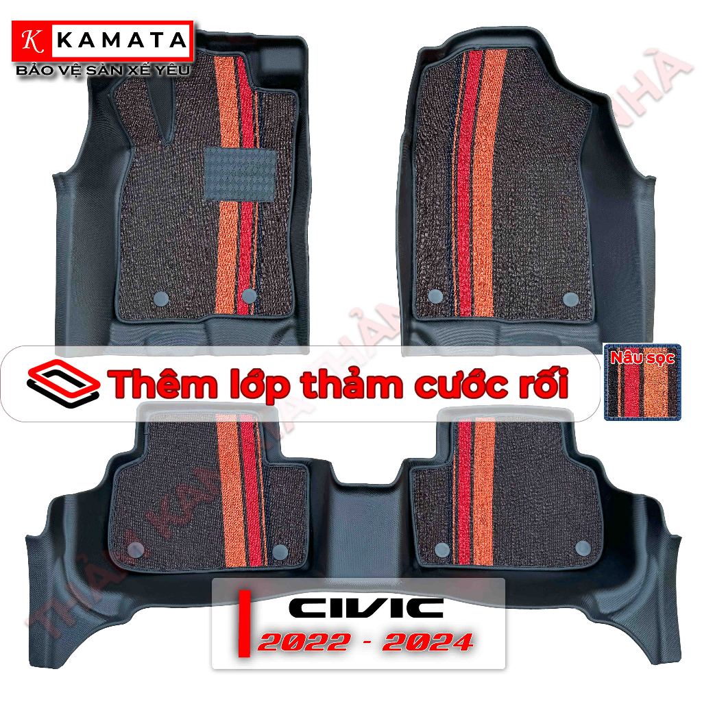 Thảm lót sàn ô tô KAMATA dành cho Honda Civic 2022-2023 khuôn đúc TPV