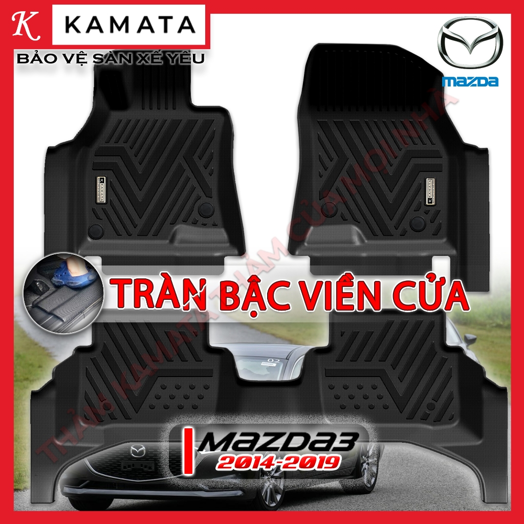 Thảm lót sàn ô tô Mazda3 2014- 2019 đúc nguyên khối TPV (3 tấm/Bộ)