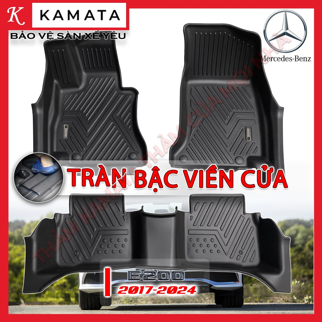 Thảm lót sàn ô tô Mercedes E200 2017 - 2024 khuôn đúc TPV (1 bộ 3 tấm)