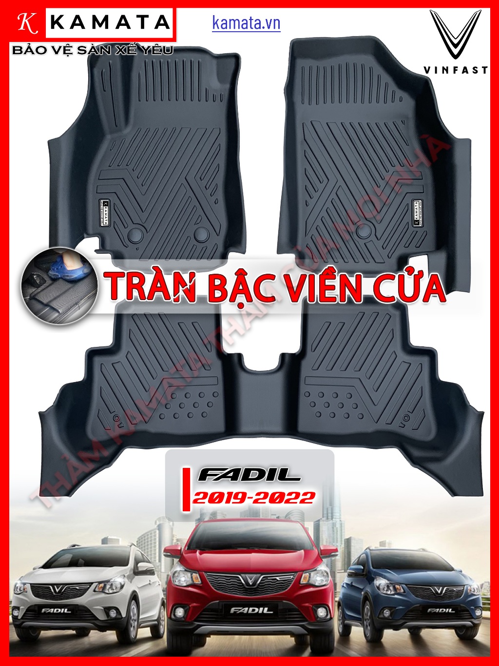 Thảm lót sàn ô tô 5D Vinfast Fadil 2019 - 2022 đúc nguyên khối TPV cao cấp