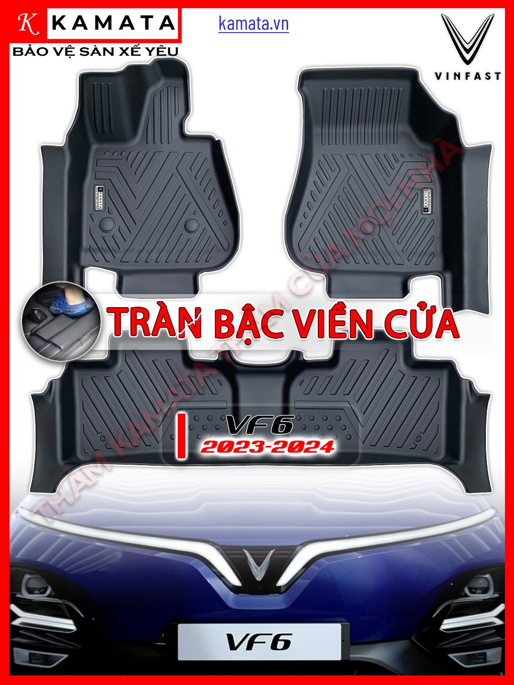 Thảm lót sàn ô tô 5D Vinfast VF6 2023 - Nay đúc nguyên khối TPV cao cấp