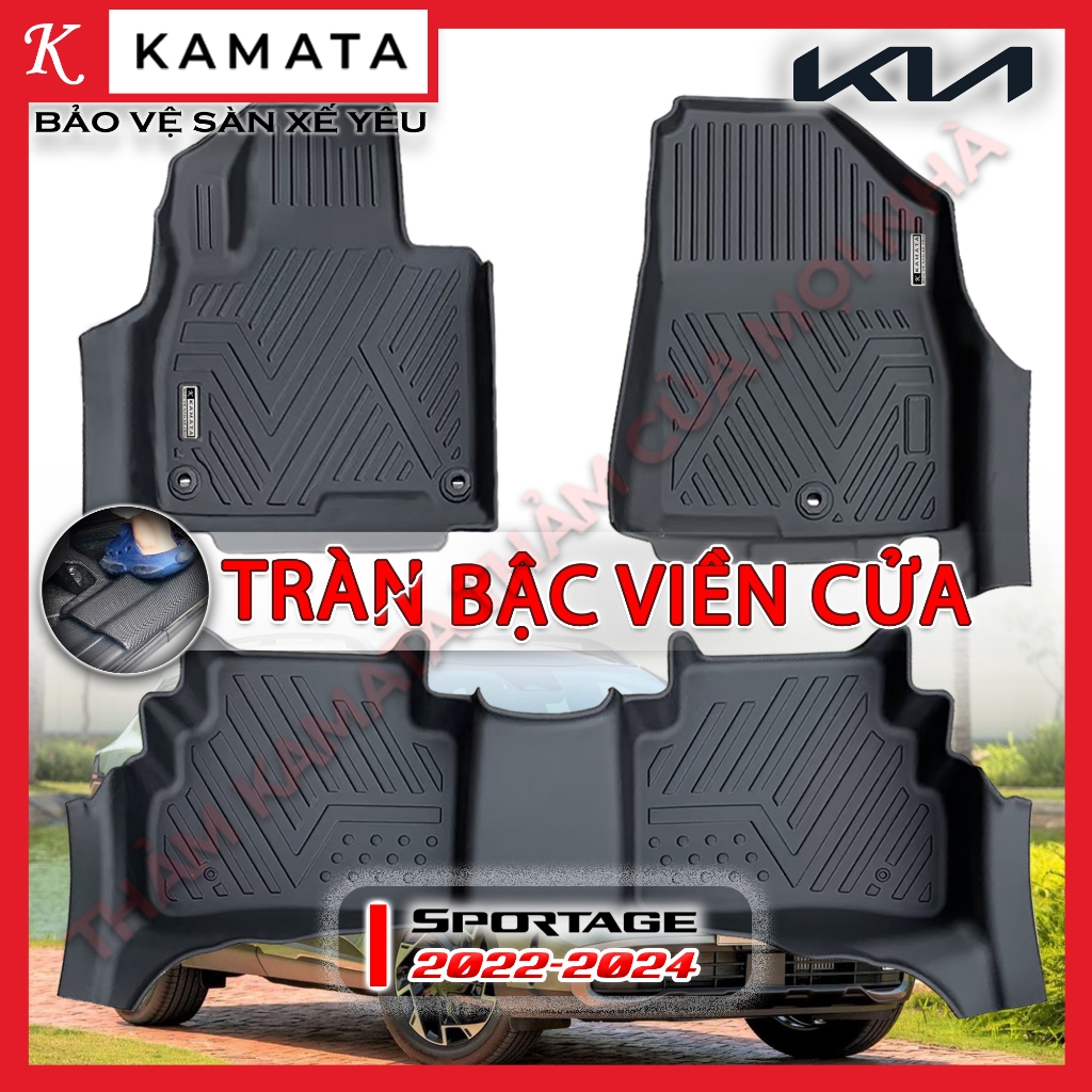 Thảm lót sàn ô tô Kia Sportage 2022-2024 đúc nguyên khối TPV tràn viền cửa ( 1 bộ/3 tấm)