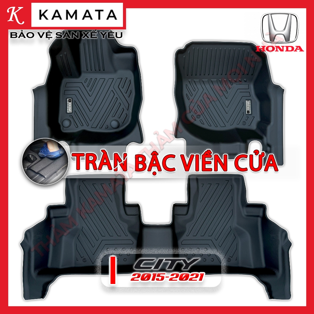 Thảm lót sàn ô tô Honda City 2015 - 2021 đúc nguyên khối TPE/TPV (3 tấm/Bộ) 2 phom xe