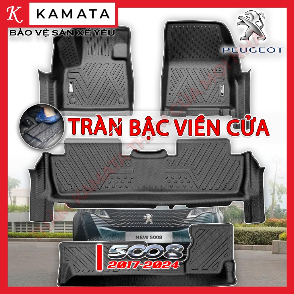 Thảm lót sàn ô tô Peugeot 5008 2017-2024 đúc nguyên khối TPV ( 1 bộ/4 tấm)