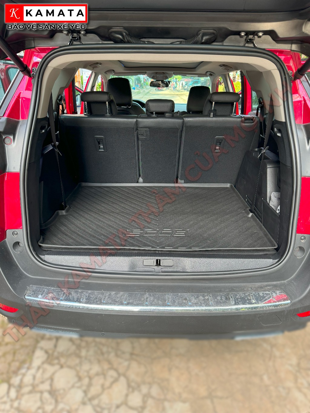 Thảm lót cốp xe ô tô Peugeot 5008 2017-2024 chất liệu TPV cao cấp mới nhất