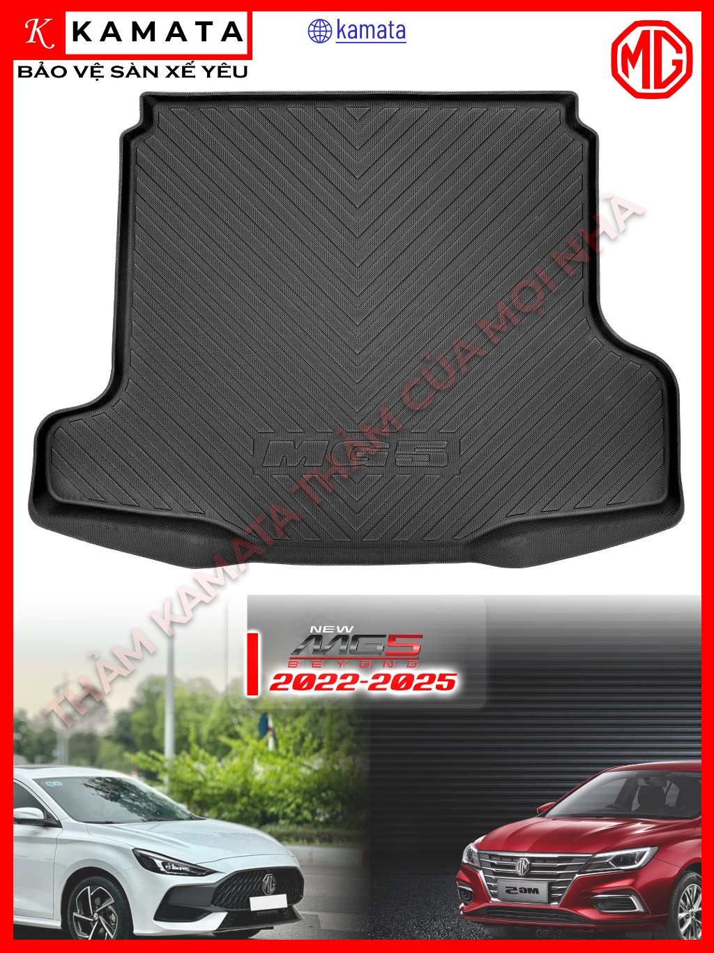 Thảm lót cốp ô tô MG5 2022-2025 đúc nguyên khối (chất liệu TPV) cao cấp mới nhất (không vừa bản MT)