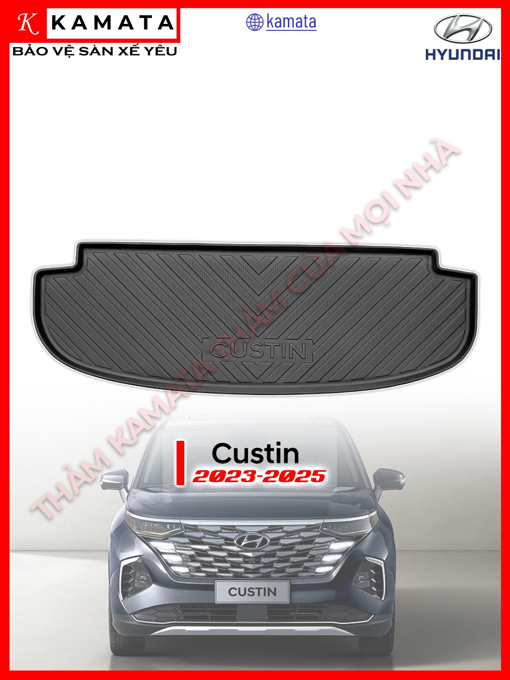 Thảm lót cốp ô tô Hyundai Custin 2023-2025 khuôn đúc TPV