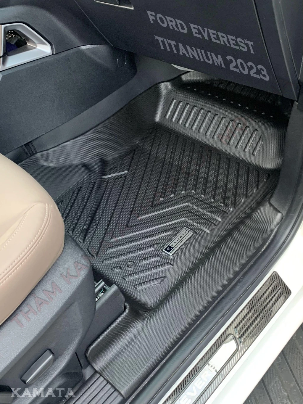 Thảm ô tô lót sàn KAMATA 5D dành cho Ford Everest 2023 đúc nguyên khối TPV