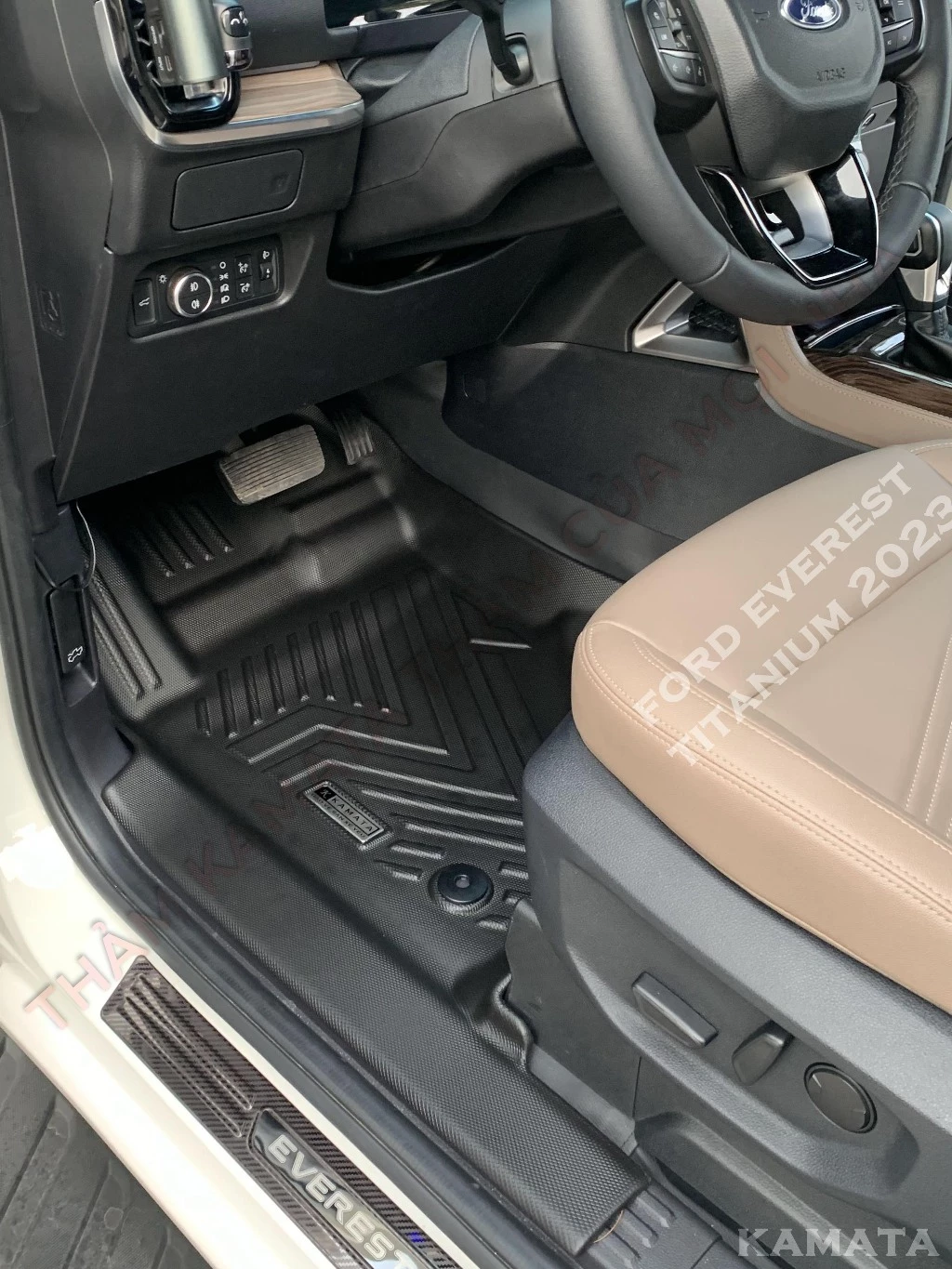 Thảm ô tô lót sàn KAMATA 5D dành cho Ford Everest 2023 đúc nguyên khối TPV