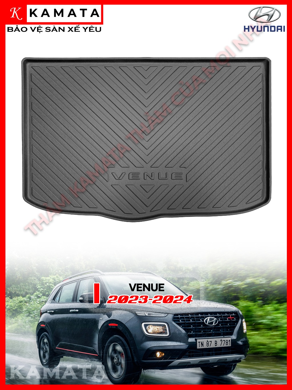 Thảm lót cốp xe ô tô Hyundai Venue 2024 chất liệu TPV cao cấp mới nhất