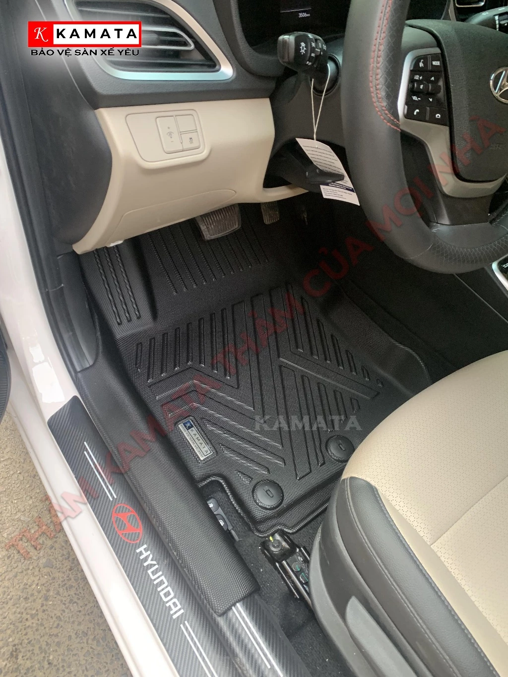 Thảm lót sàn ô tô KAMATA 5D dành cho Hyundai Accent 2017-2023 khuôn đúc TPV