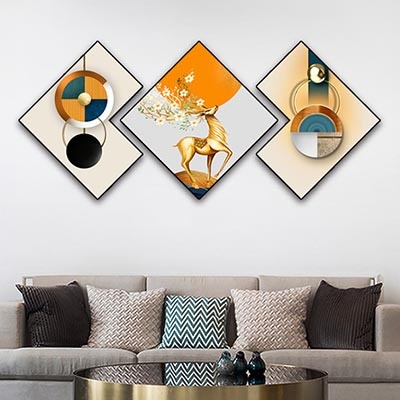 Tranh Treo Tường Thoi 3 Tấm Kiểu Mới