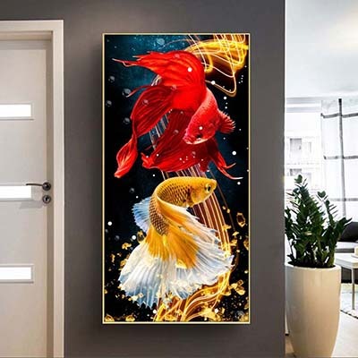 Tranh Cá Ngũ Sắc - Cá Đá - Cá Xiêm Phong Thủy