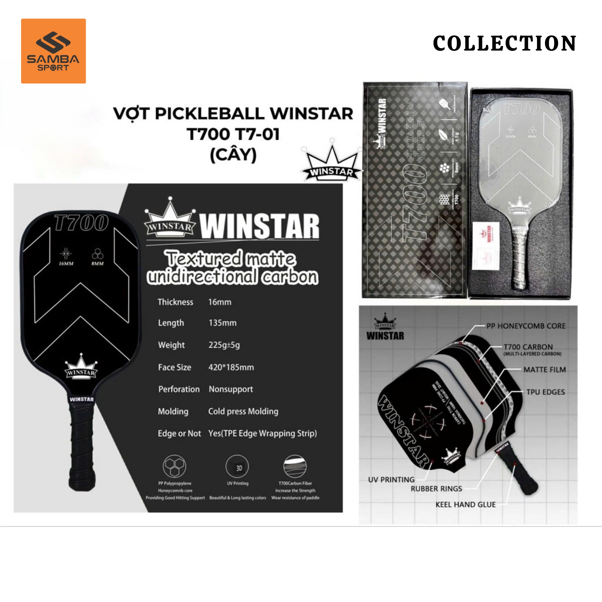 Vợt Pickleball Winstar Kabon T700