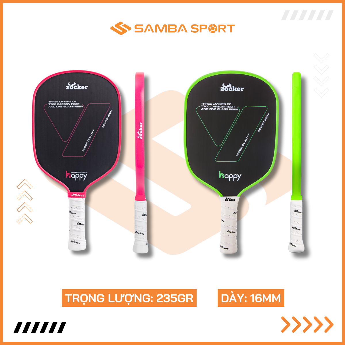 Vợt Pickleball Zocker Happy Super Quality HP02