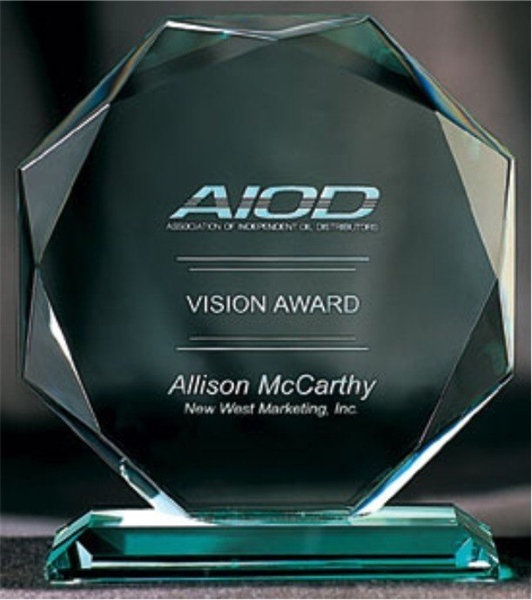 Kỷ niệm chương thủy tinh 8 cạnh 18cm