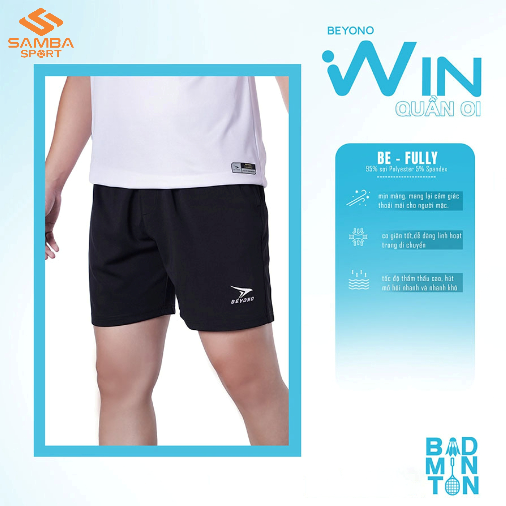 Quần short thể thao nam Beyono Win CL01