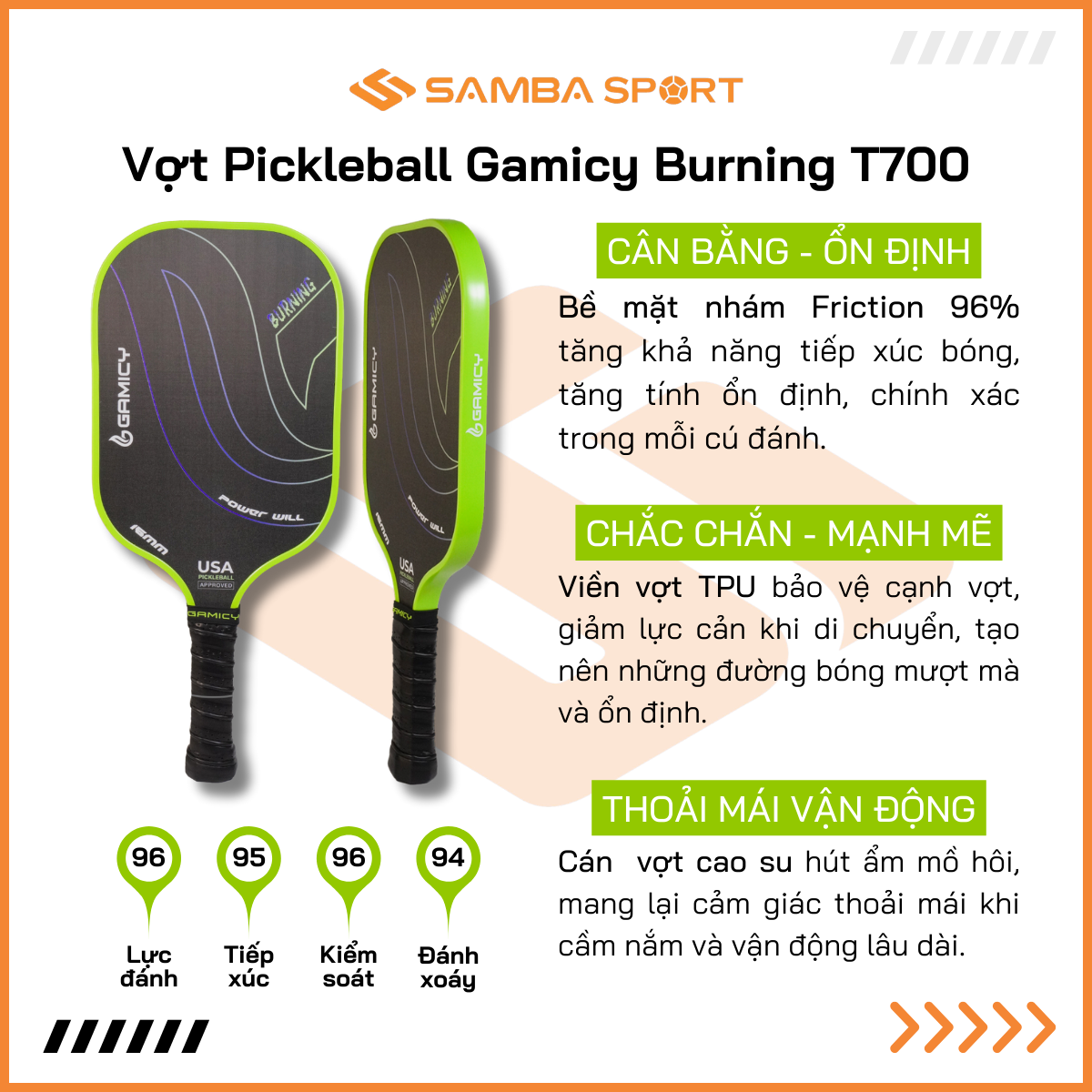 Vợt Pickleball Gamicy Burning T700