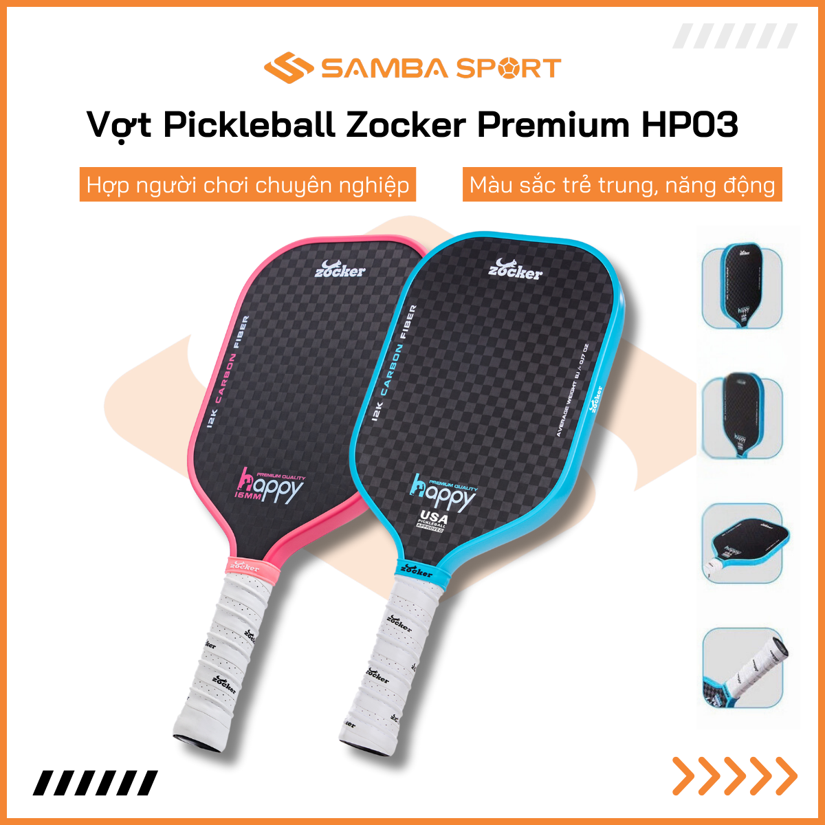 Vợt Pickleball Zocker Happy Premium Quality HP03