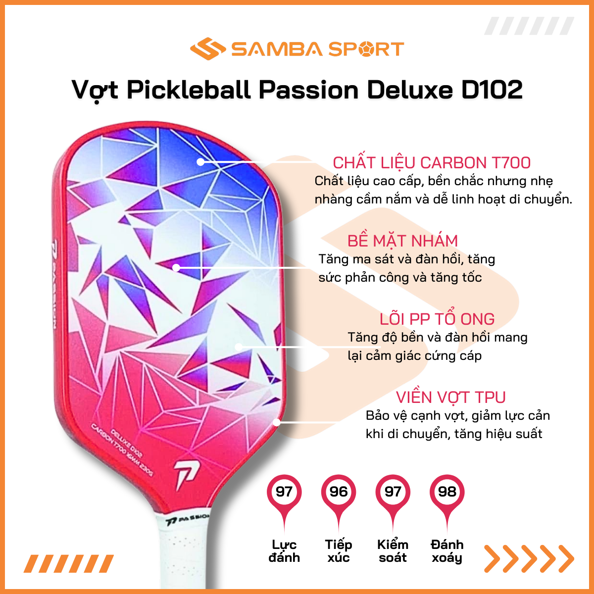 Vợt Pickleball Passion Deluxe D102