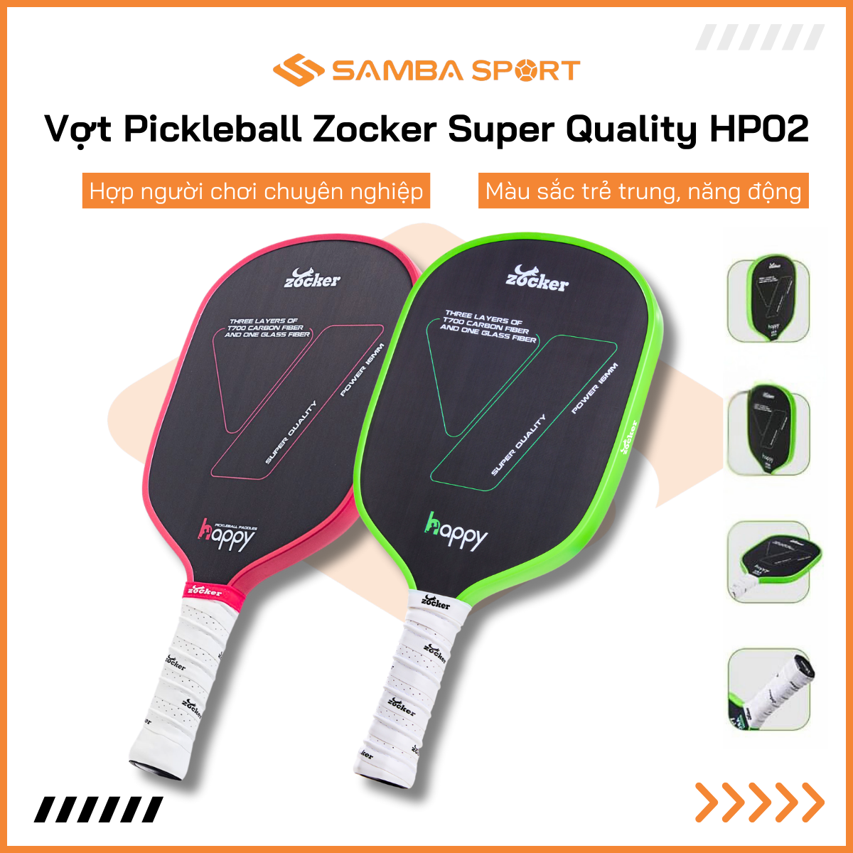 Vợt Pickleball Zocker Happy Super Quality HP02