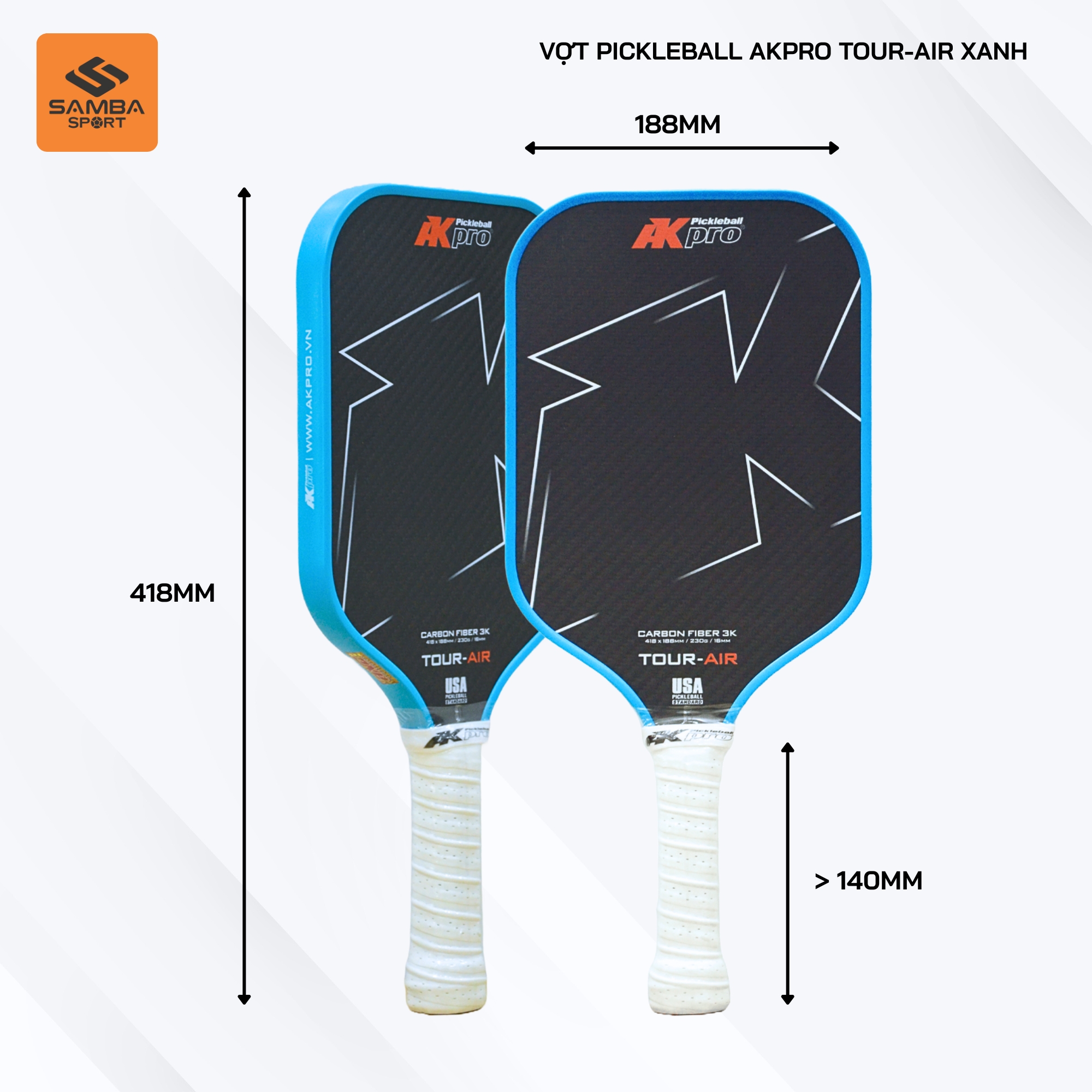 Vợt Pickleball AKpro Tour - Air Xanh