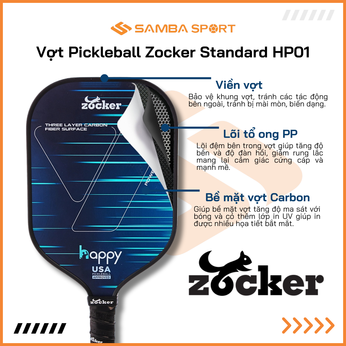 Vợt Pickleball Zocker Happy Standard HP01