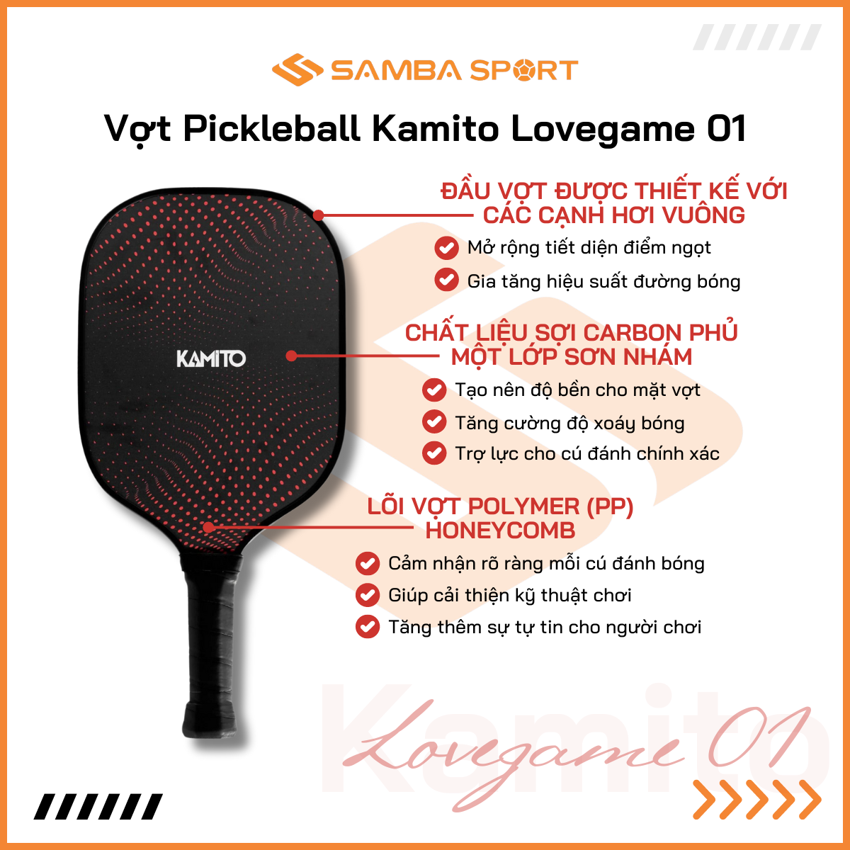 Vợt Pickleball Kamito Lovegame 01