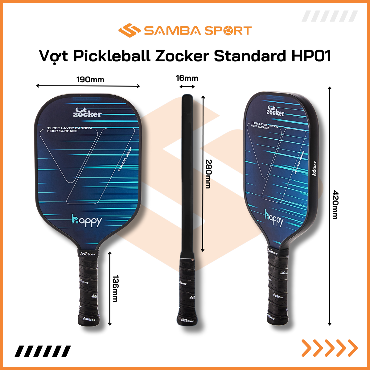 Vợt Pickleball Zocker Happy Standard HP01
