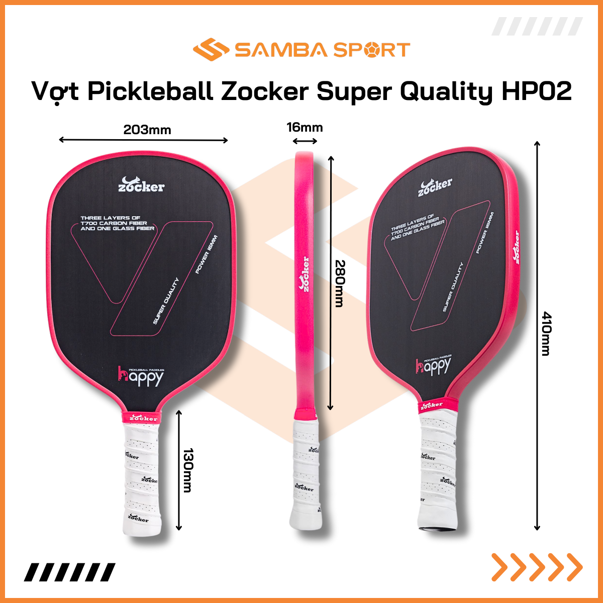 Vợt Pickleball Zocker Happy Super Quality HP02