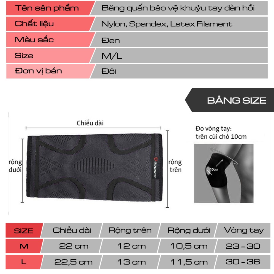 Băng khuỷu tay đàn hồi Goodfit GF402E