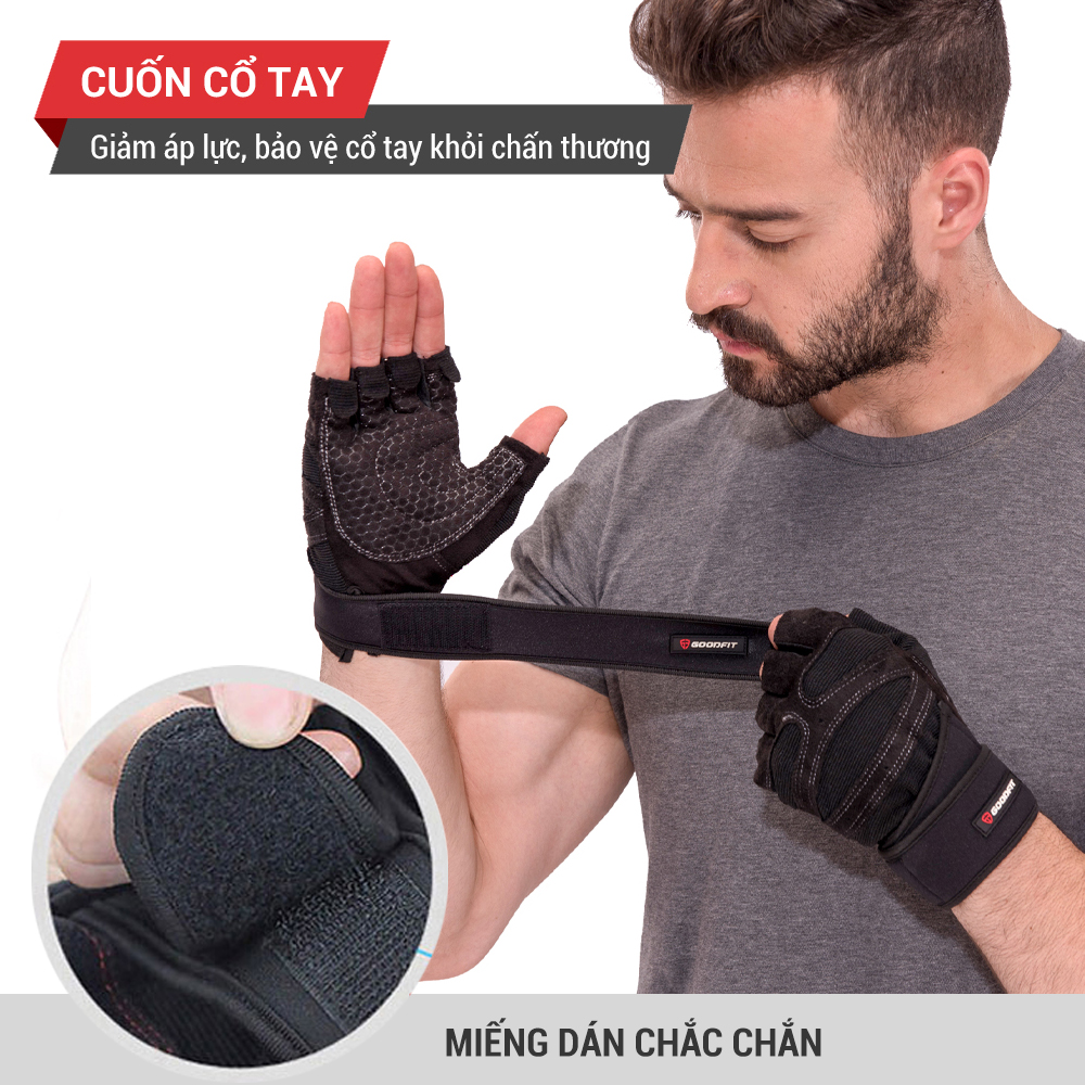 Găng tay tập gym có quấn Goodfit GF201G