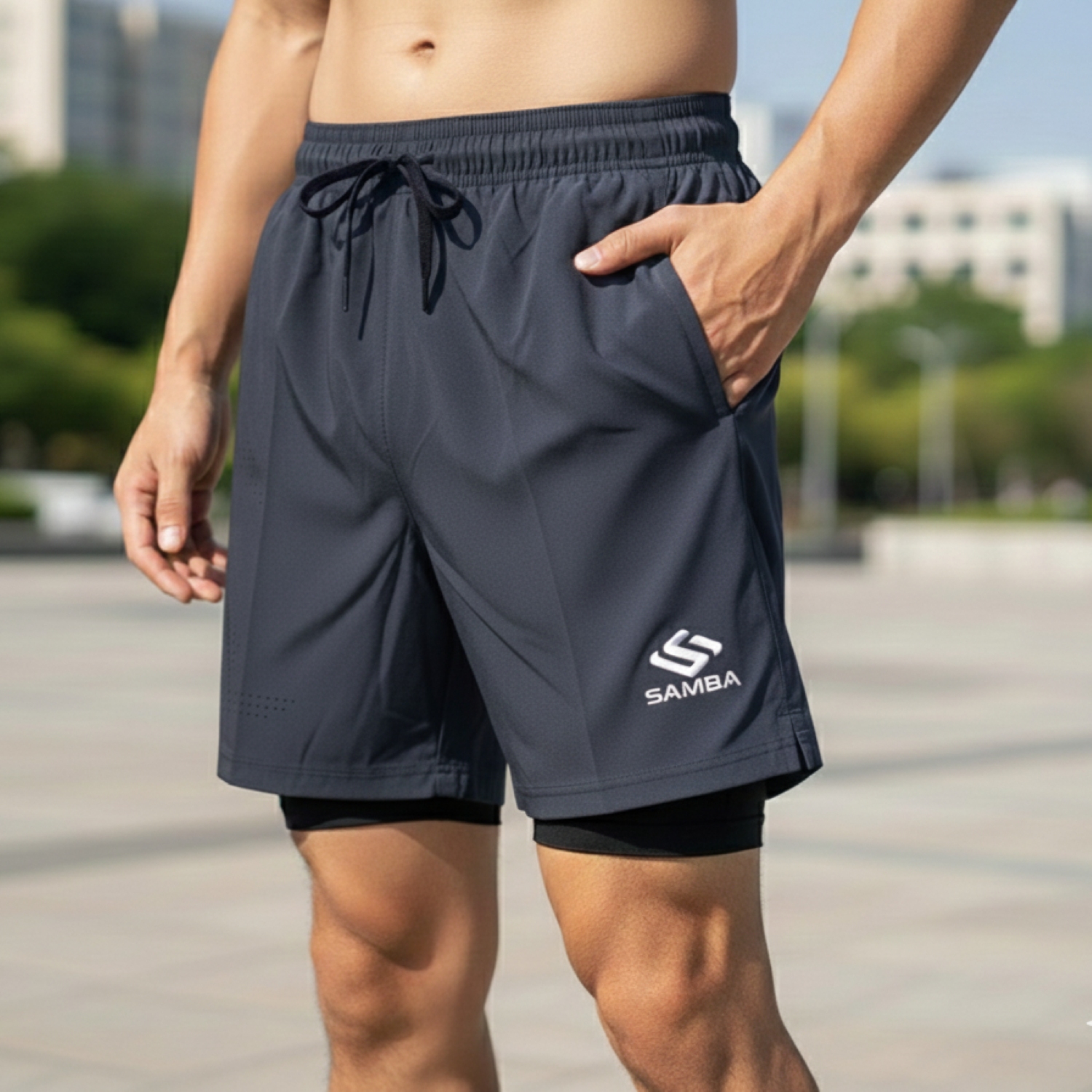 Quần short thể thao nam 2 lớp Samba Q039