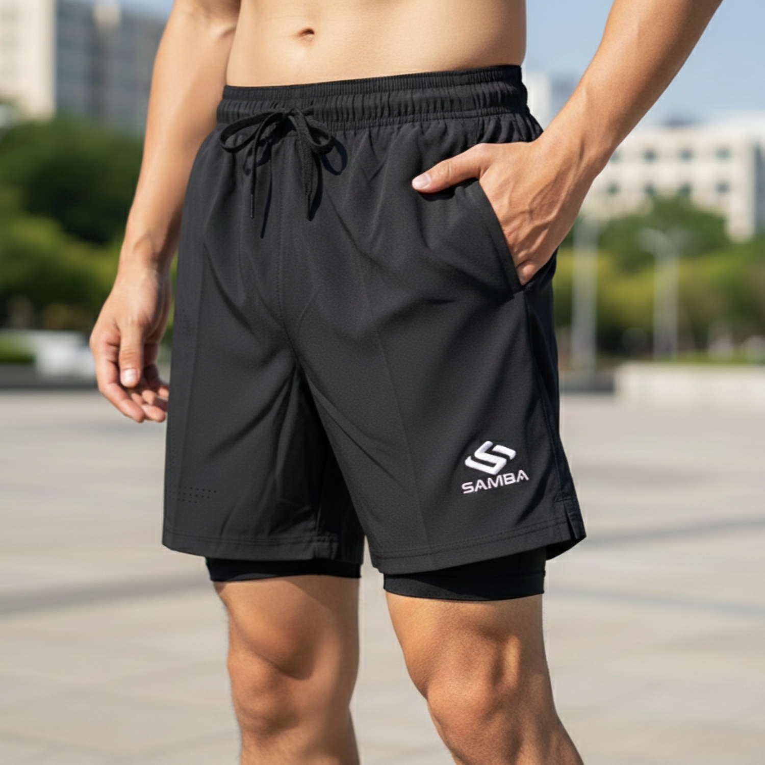 Quần short thể thao nam 2 lớp Samba Q039