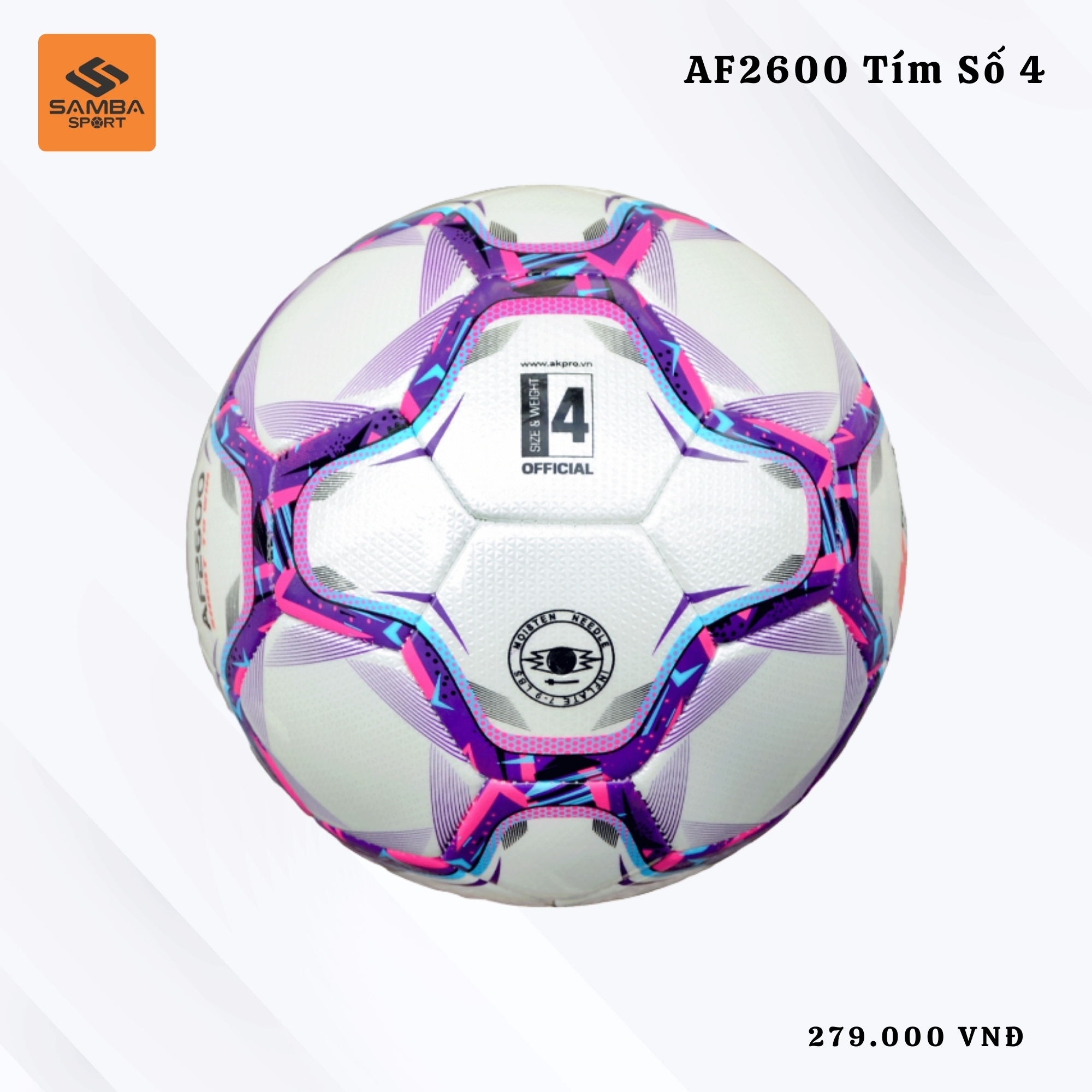 Quả bóng đá AKpro AF2600 Tím số 4