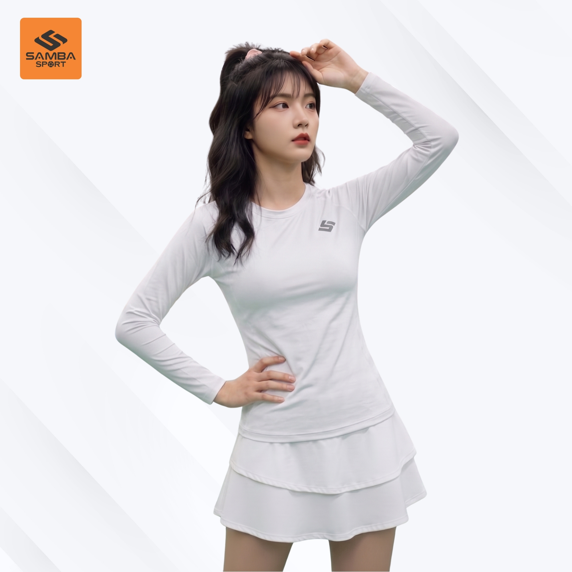 Áo thể thao nữ cổ tròn tay dài Samba Luna