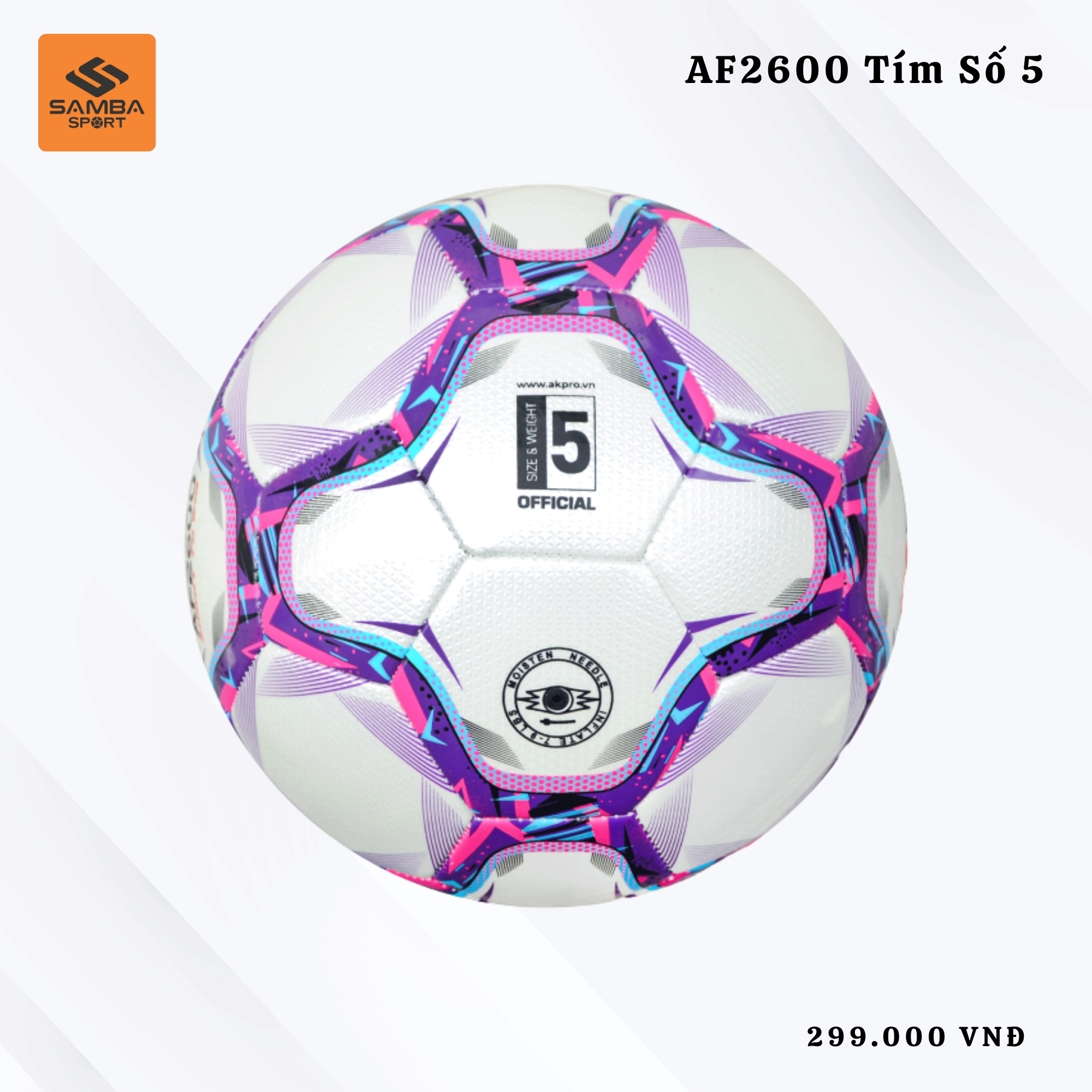 Quả bóng đá AKpro AF2600 Tím số 5