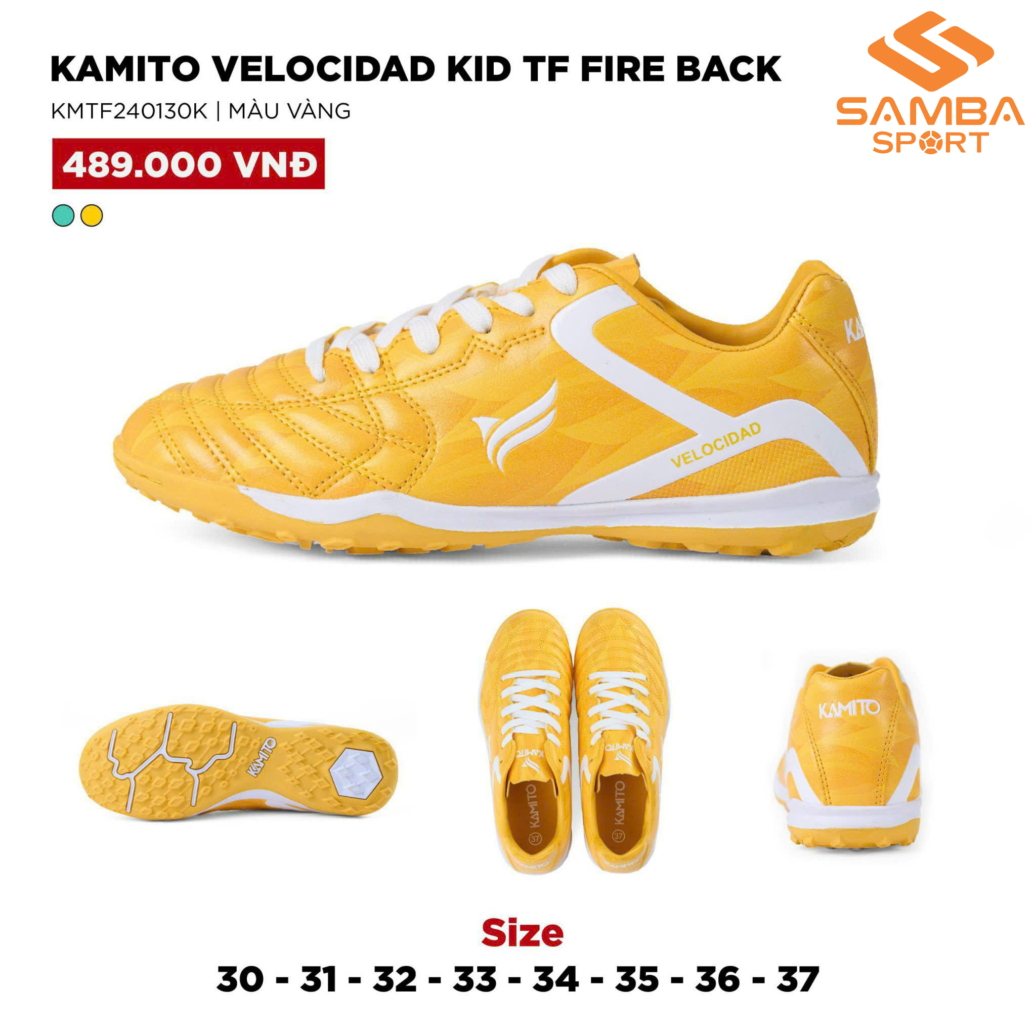 Giày bóng đá trẻ em Kamito Velocidad Kid TF Fire Back