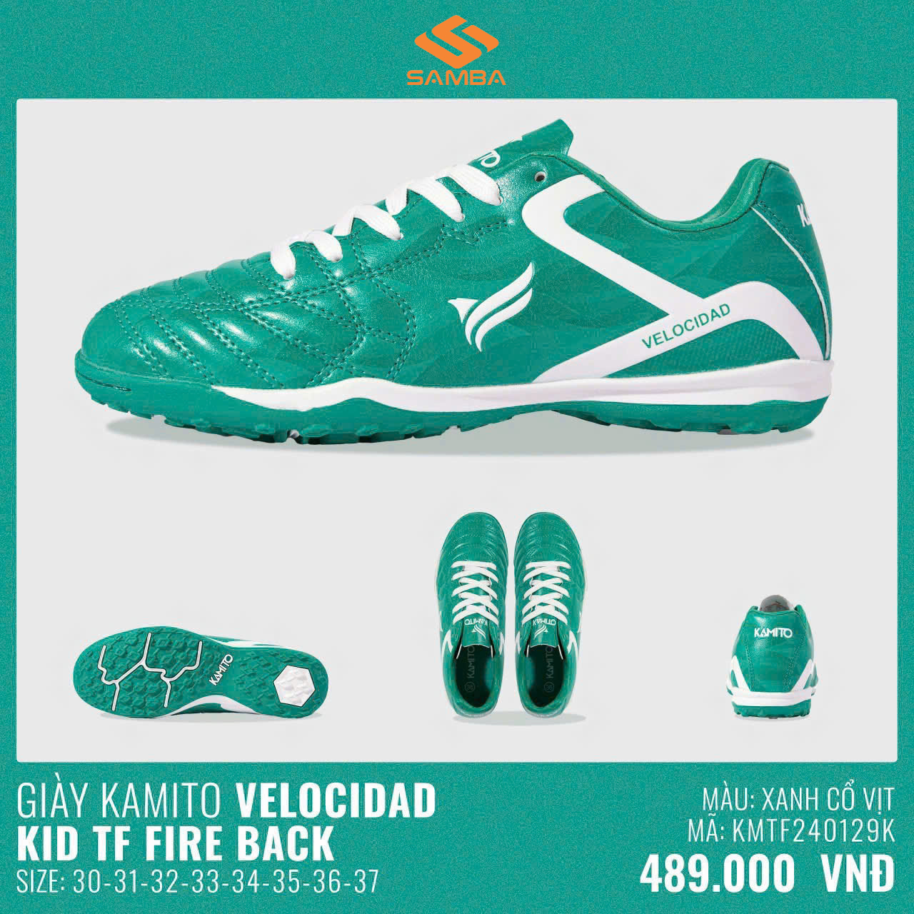 Giày bóng đá trẻ em Kamito Velocidad Kid TF Fire Back