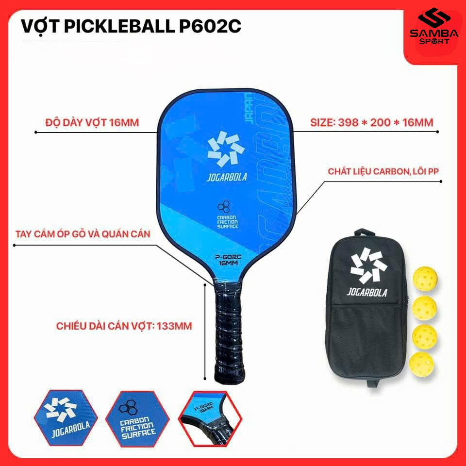 Vợt Pickleball Jogarbola P-602C-16mm