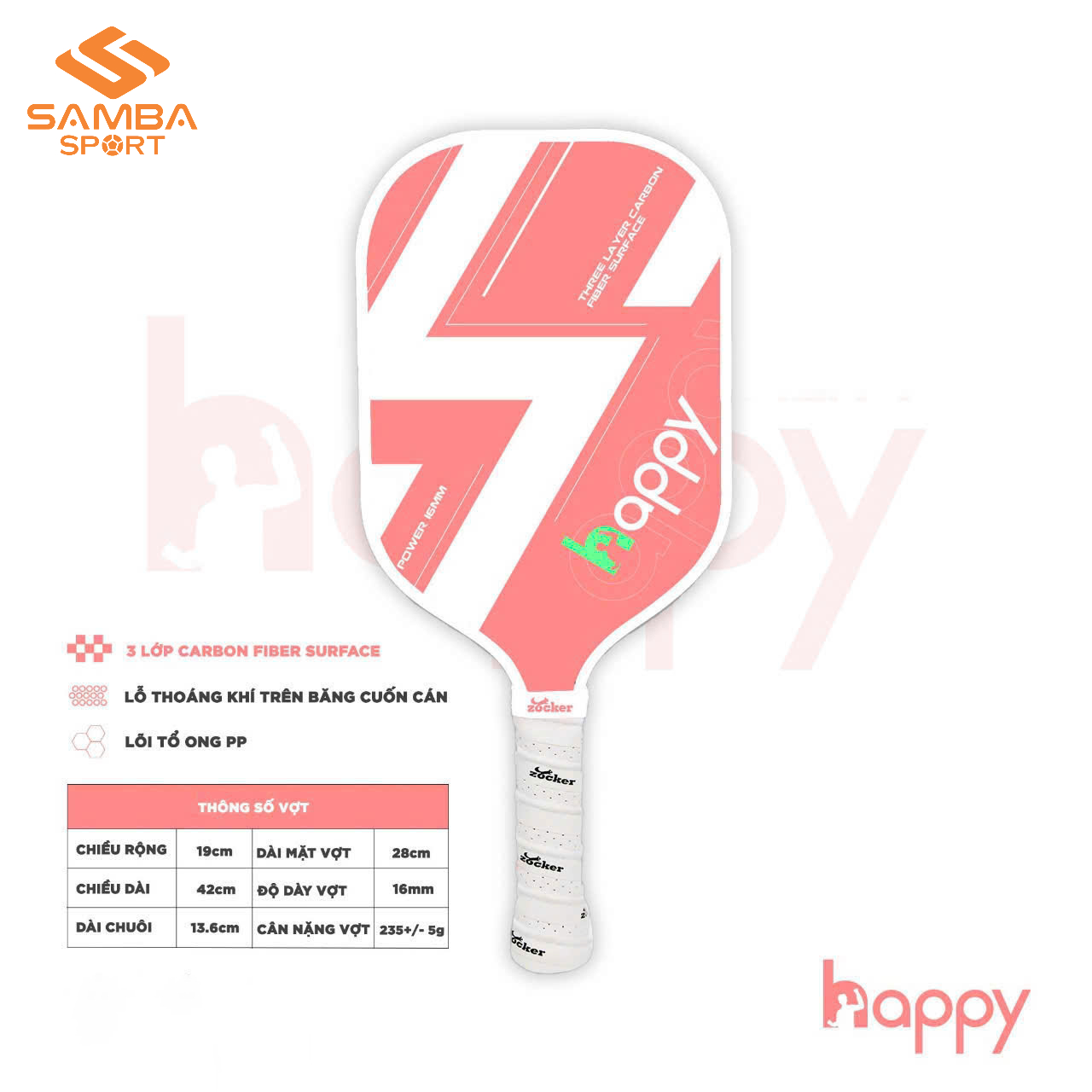 Vợt Pickleball Zocker Happy Standard HP01